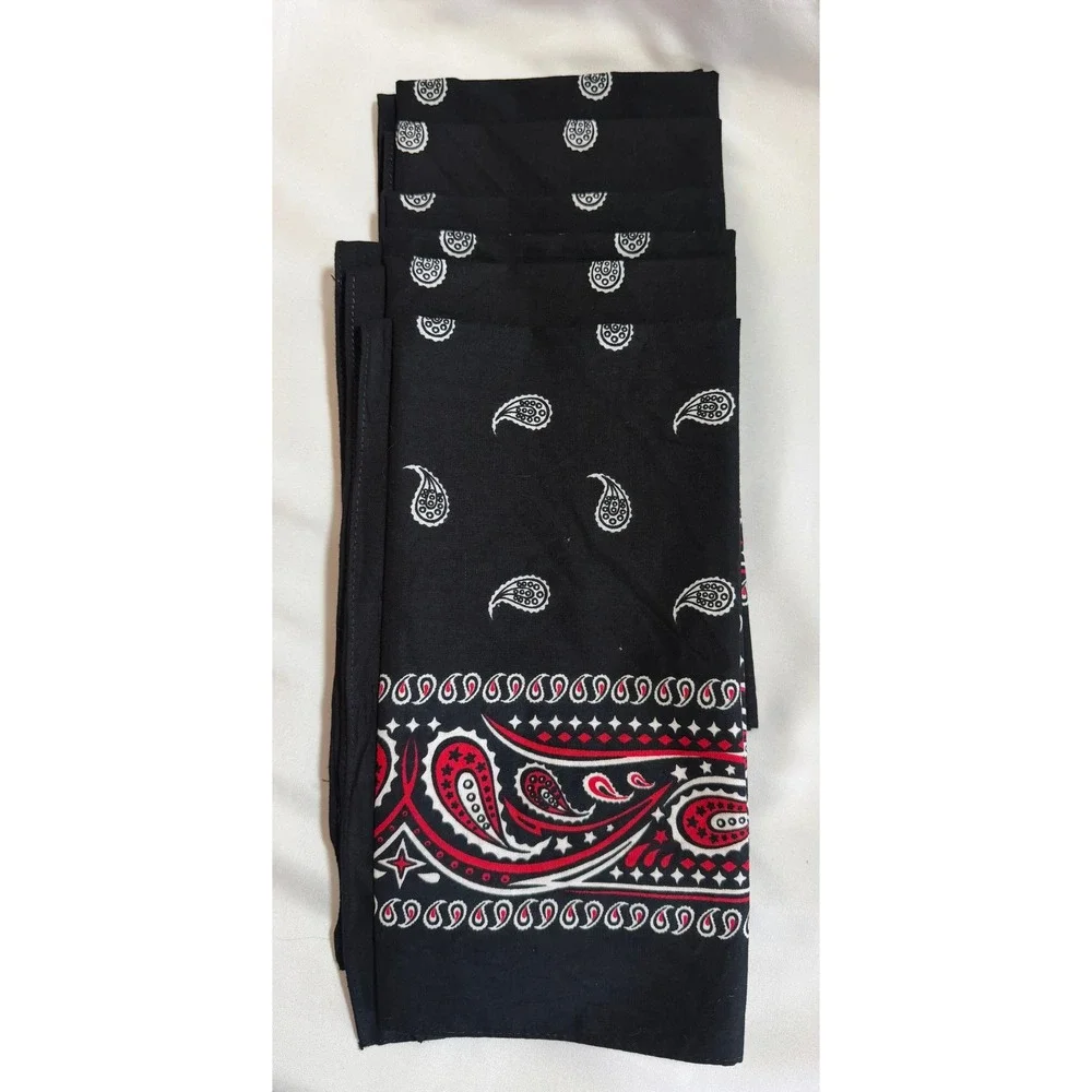 Lot of 18 Vintage Paisley Bandanas RN 13960 Paris Accessories Black Red Blue USA